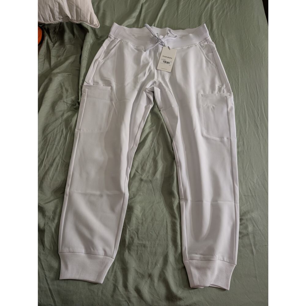 Mandala Women's White One Pocket Top and 11 Pocket Joggers Set -Size M